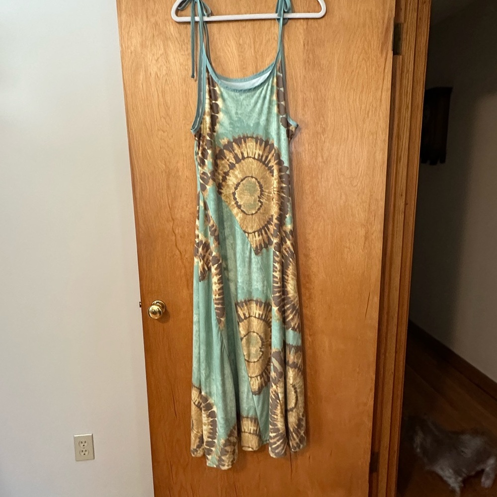 Free People Teal and Brown Spiral Maxi Dress - Picture 6 of 8